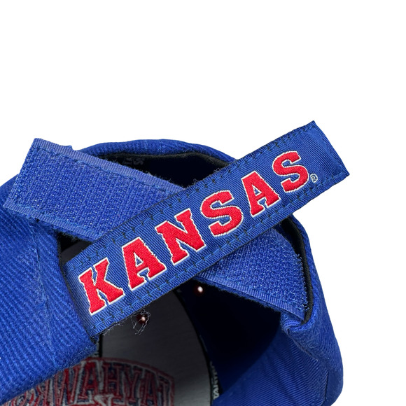 Vintage Starter Kansas Jayhawks Strapback Hat Mens Blue Embroidered Hook & Loop - Picture 6 of 9
